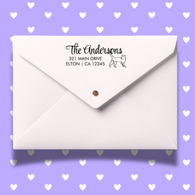 Sello Automático Personalización de la dirección de devolución de s (Create heartfelt mail with a Personalize Cat Script Return Address Self-inking Stamp.  )