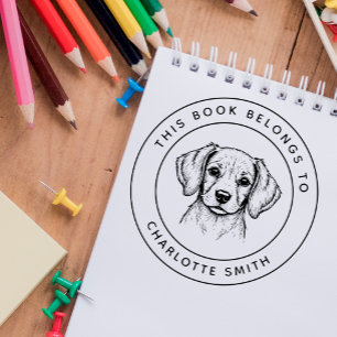 Sello Automático Personalizado Bebé Beagle Este libro pertenece al 