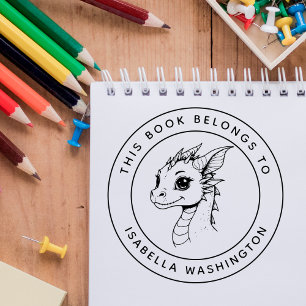 Sello Automático Personalizado Bebé Dragón Este libro pertenece al