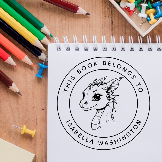 Sello Automático Personalizado Bebé Dragón Este libro pertenece al  (Subido por el creador)