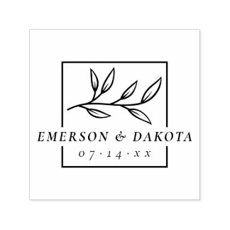 Sello Automático Personalizado Boda botánico moderno | Guardar La F