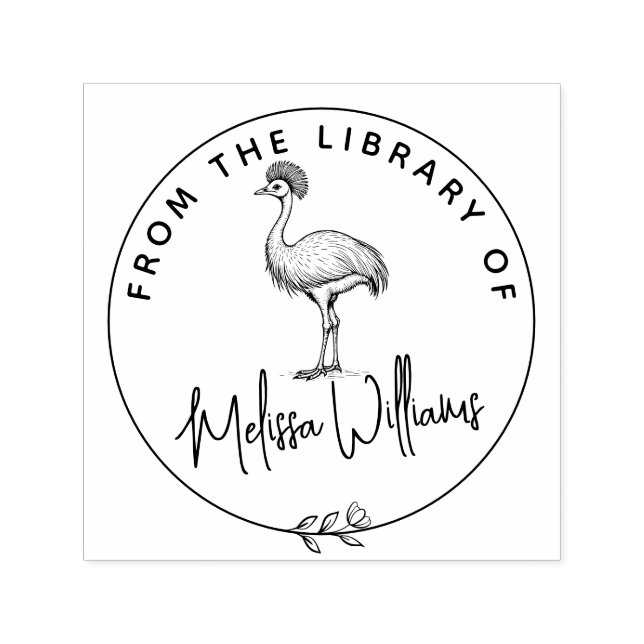 Sello Automático Personalizado Cassowary Ex Libris del libro de la  (Diseño)