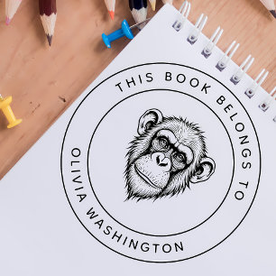 Sello Automático Personalizado Chimpanzee Este libro pertenece al n