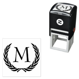 Sello Automático Personalizado Clásico Laurel Negro Wreath deja Mot