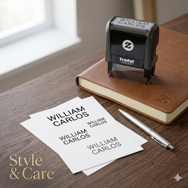 Sello Automático Personalizado con Nombre Completo (Two Line Full Name Personalized Self Inking Stamp)