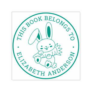 Sello Automático Personalizado Conejo Cute  Este Libro Pertenece A