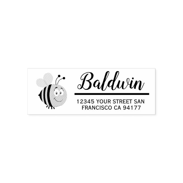 Sello Automático Personalizado de abejas mate ustom Nombre de famil (Diseño)