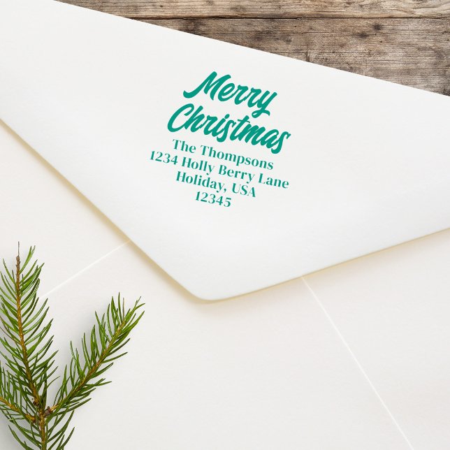 Sello Automático Personalizado de dirección de devolución de navida (Merry Christmas Holiday Return address stamp. )