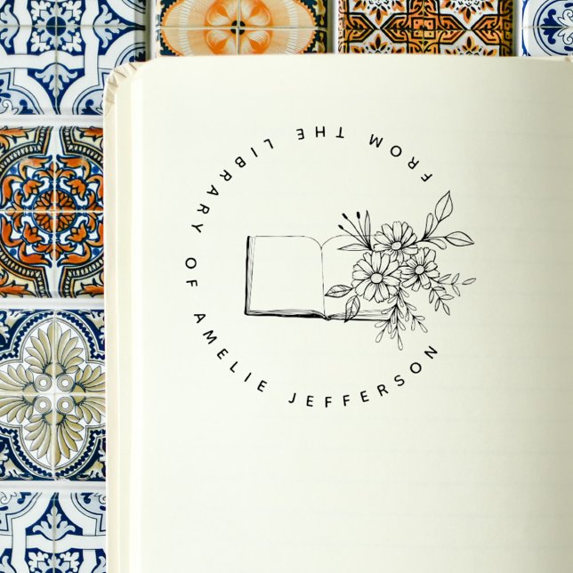 Sello Automático Personalizado De Flores De Libros Modernas De La B (Subido por el creador)