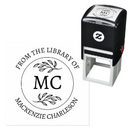 Sello Automático Personalizado de la Biblioteca de Monograma Libro