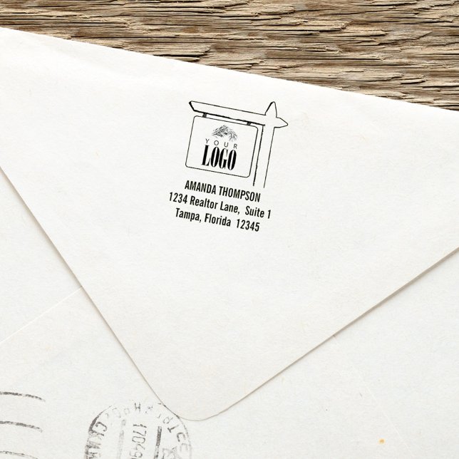 Sello Automático Personalizado de Real Estate Profesional Añade tu  (Real estate "add your logo" custom self inking stamp.)