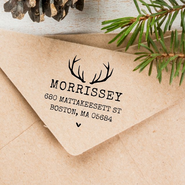 Sello Automático Personalizado Dirección Deer Antlers (Custom Address Deer Antlers Self-inking Stamp)