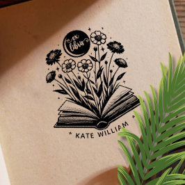 Sello Automático Personalizado ex libris de florecimiento de libros