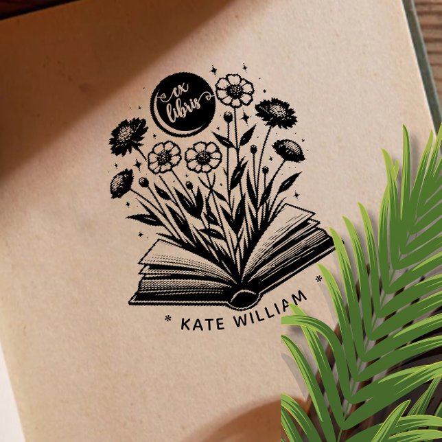Sello Automático Personalizado ex libris de florecimiento de libros (Subido por el creador)