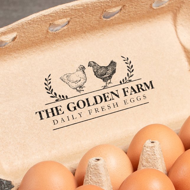 Sello Automático Personalizado Farmhouse Chicken Egg Business (Subido por el creador)