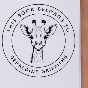 Sello Automático Personalizado Giraffe Este libro pertenece al nomb