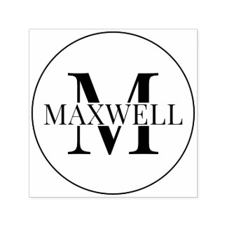 Sello Automático Personalizado gris negro monograma minimalista