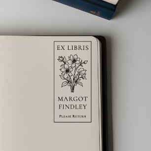 Sello Automático Personalizado Moderno Elegante Floral Ex Libris Bo