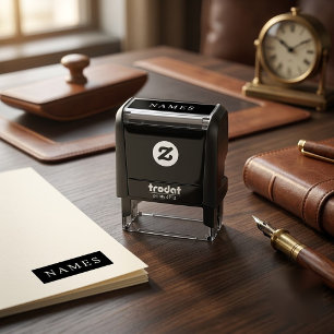 Sello Automático Personalizado negro simple Añadir su nombre elegan