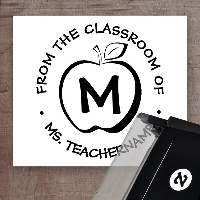 Sello Automático Personalizado profesor aula monograma Apple modern (Subido por el creador)