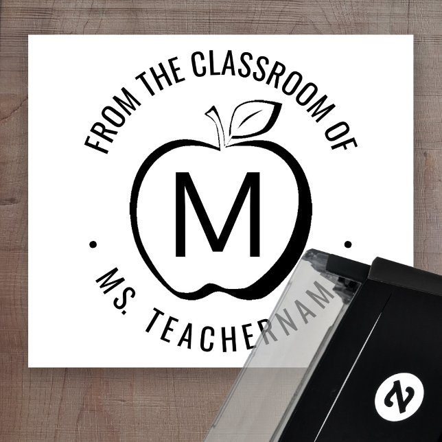 Sello Automático Personalizado profesor aula monograma Apple modern (Subido por el creador)
