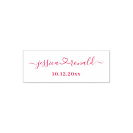 Sello Automático Personalizado recién casados y Boda Fecha de estam