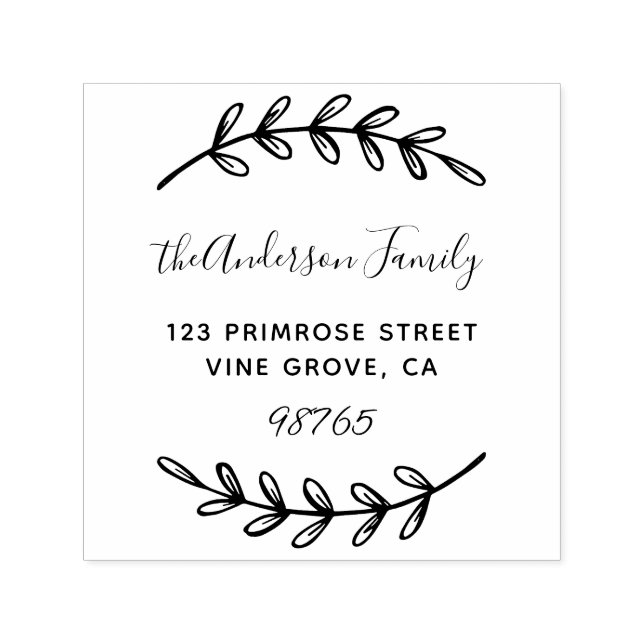 Sello Automático Personalizado Script Foliage deja la dirección Wre (Diseño)