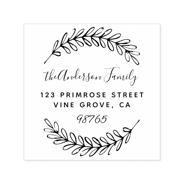 Sello Automático Personalizado Script Foliage deja la dirección Wre (Diseño)