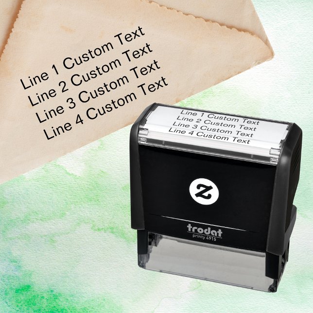 Sello Automático Personalizado tradicional Negocios 4 líneas de tex (Subido por el creador)