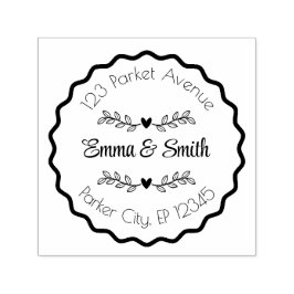 Sello Automático Personalized Floral Frame Name and Address