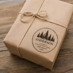 Sello Automático Personalized Pine Trees Return Address family name