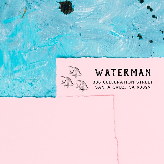 Sello Automático Pescado dibujado a mano | Dirección de devolución  (Subido por el creador)