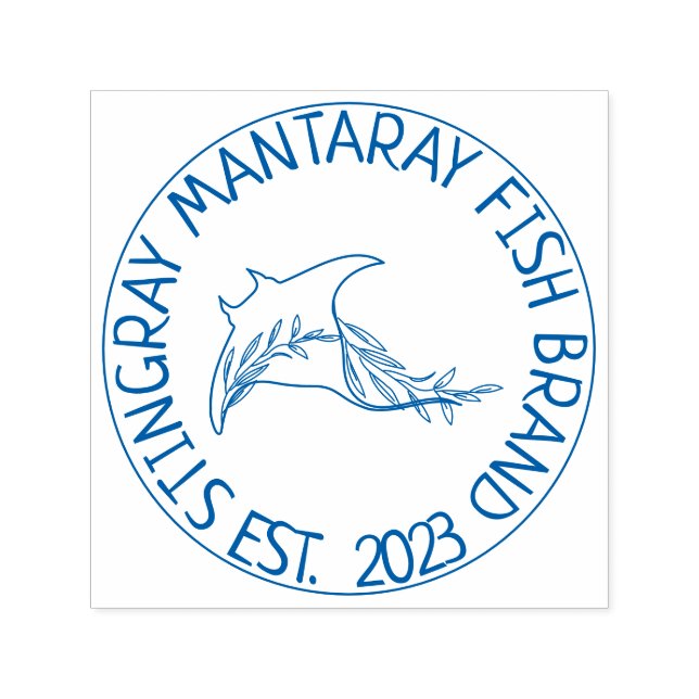 Sello Automático Pescado floral peligroso Manta ray (Diseño)