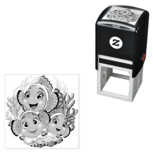 Sello Automático Pez payaso Dibujo animado lindo Familia Submarino
