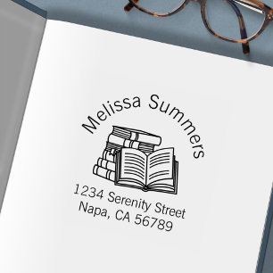 Sello Automático Pila de Libros Libro Abierto Arco Dirección