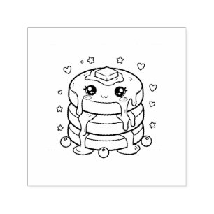 Sello Automático Pila de panqueques kawaii para colorear