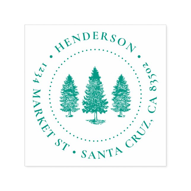 Sello Automático Pine Trees | Dirección de devolución de redondeo d (Diseño)