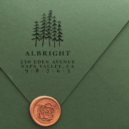Sello Automático Pine Trees & Family Name Dirección formal de devol