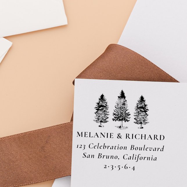 Sello Automático Pine Trees y nombres personalizados Boda Dirección (Subido por el creador)
