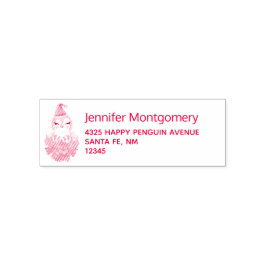 Sello Automático Pingüino de Navidades burdos en Santa Hat