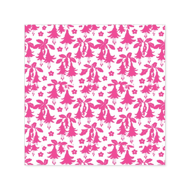 Sello Automático Pink Fuchsia Floral Pattern – Retro Botanical (Diseño)
