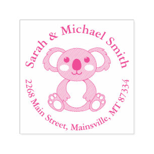 Sello Automático Pink Koala Bear Baby Shower