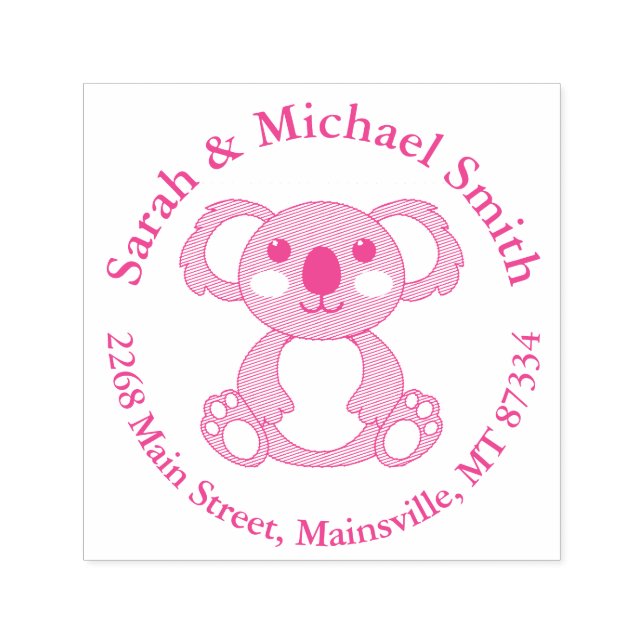 Sello Automático Pink Koala Bear Baby Shower (Diseño)