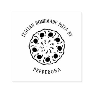 Sello Automático pizza de pepperoni texto personalizado negocio