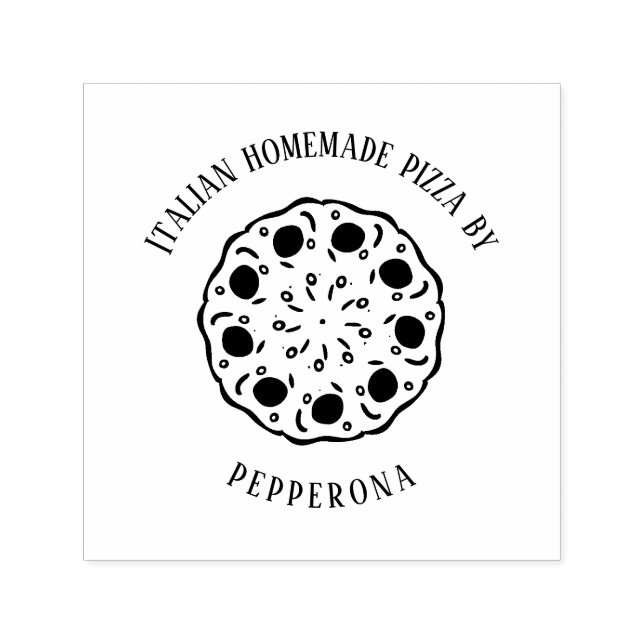 Sello Automático pizza de pepperoni texto personalizado negocio (Diseño)