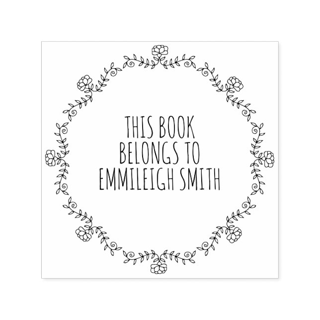 Sello Automático Placa de nombre del libro de marco floral cúbico (Diseño)