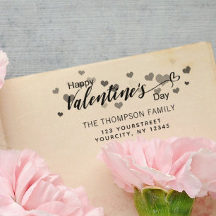 Sello Automático Playful Happy Valentines Day Hearts Return Address