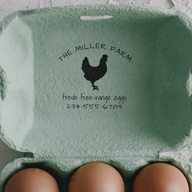 Sello Automático Pollo de granja de huevos de cosecha fresca y grat (Rubber Stamp Mock-up)