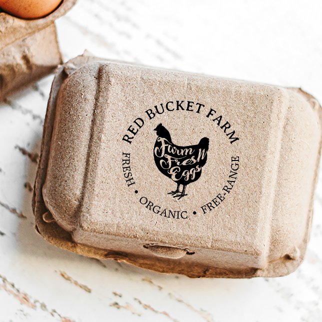 Sello Automático Pollo de tipografía de huevos frescos de granja (Subido por el creador)