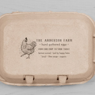 Sello Automático Pollo Rústico & Tipo Escrito a Mano Huevos Fresc